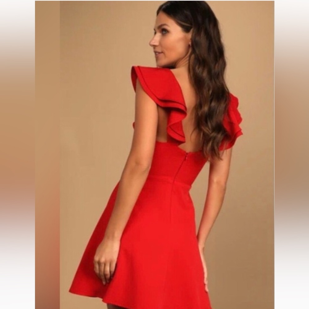 Elegant Lulus Red Ruffle Dress